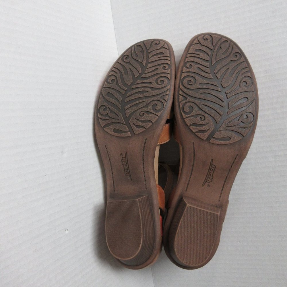 Women’s Tan and Coral Low Heel Sandals - Picture 9 of 11